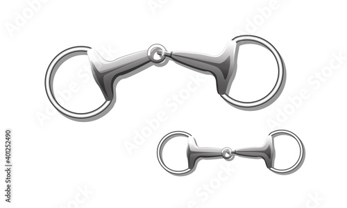 Eggbutt snaffle bit with a single joint in the cente isolated on white. Vector image photo
