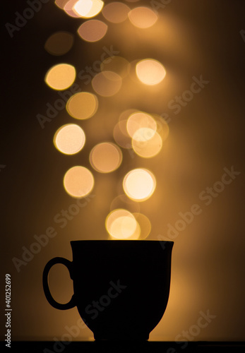 Bokeh coffee cup