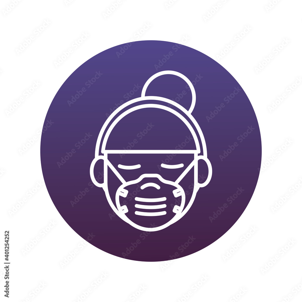 woman wearing medical face mask covid19 protection block style woman wearing medical face mask covid19 protection block style