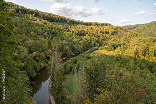 A view of the meandering Semois near the top of Les échelles de Rochehaut, one of the more adventurous hikes in Belgium.
