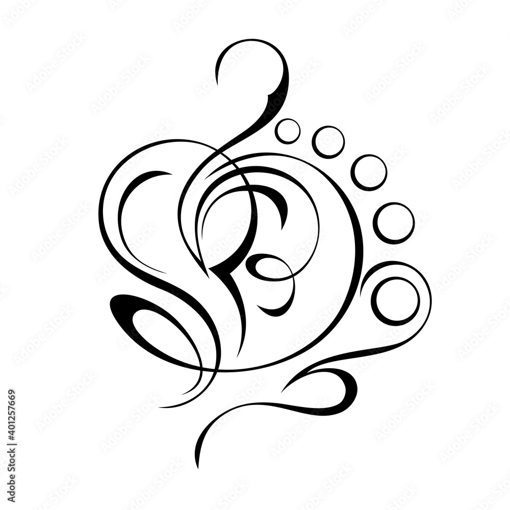 ornament 1445. decorative abstract ornament with curls in black lines on a white background ornament 1445. decorative abstract ornament with curls in black lines on a white background