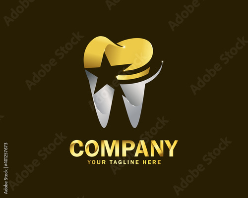 luxury gold star dental logo design template