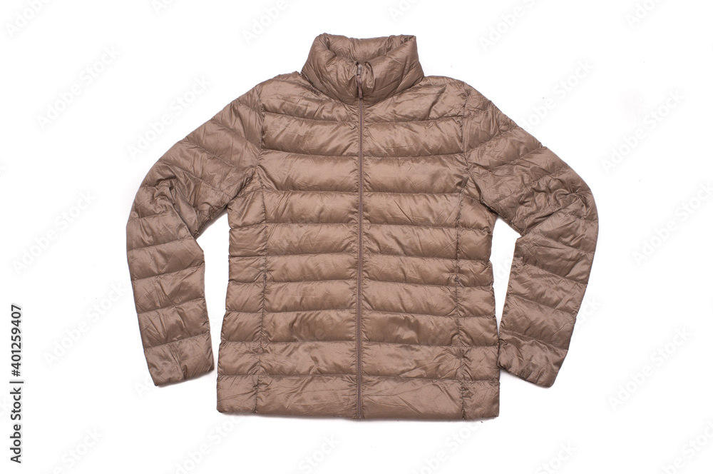 isolated on white beige down jacket isolated on white beige down jacket