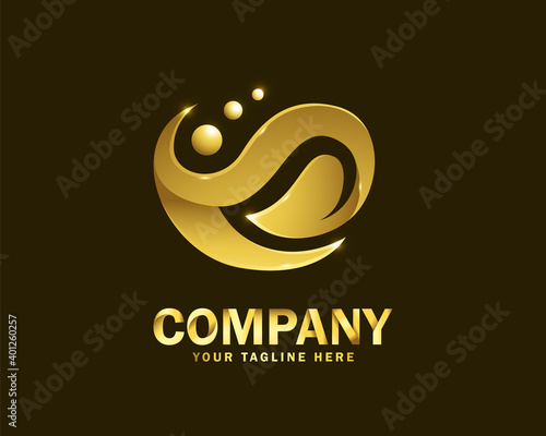 luxury gold abstract nature people logo design template