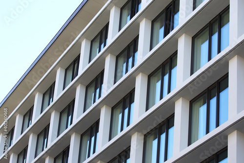 The facade of the building with Windows