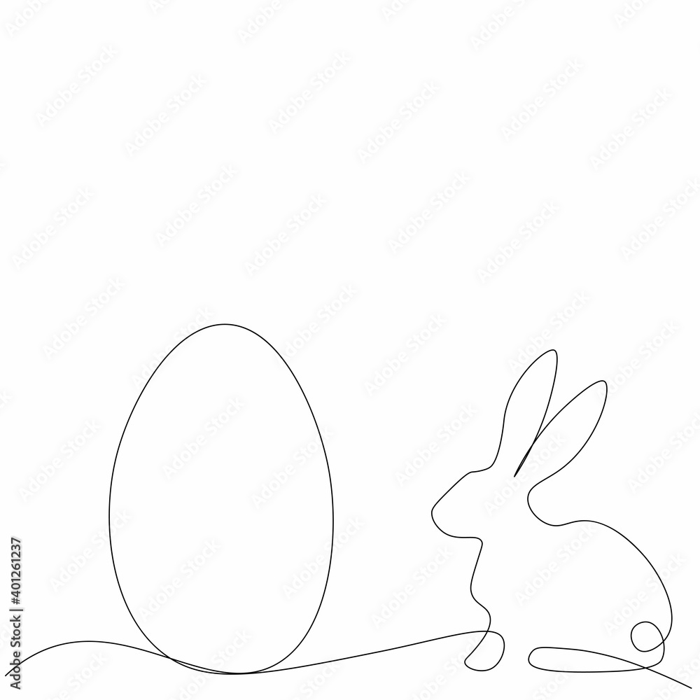 Easter bunny and egg drawing on white background, vector illustration Easter bunny and egg drawing on white background, vector illustration