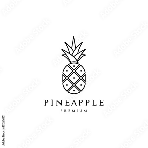Silhouette Pineapple Fruit, Vector Illustration Cartoon Flat Icon Isolated on White Background