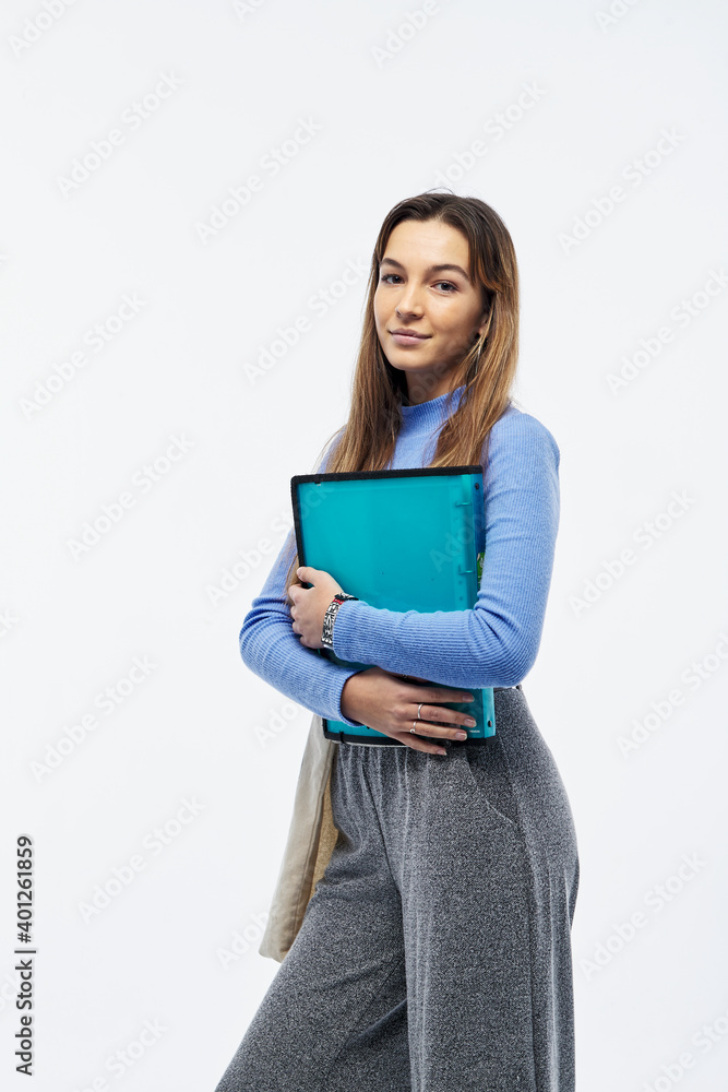 Female college student, ready to study, in times of Coronavirus Female college student, ready to study, in times of Coronavirus