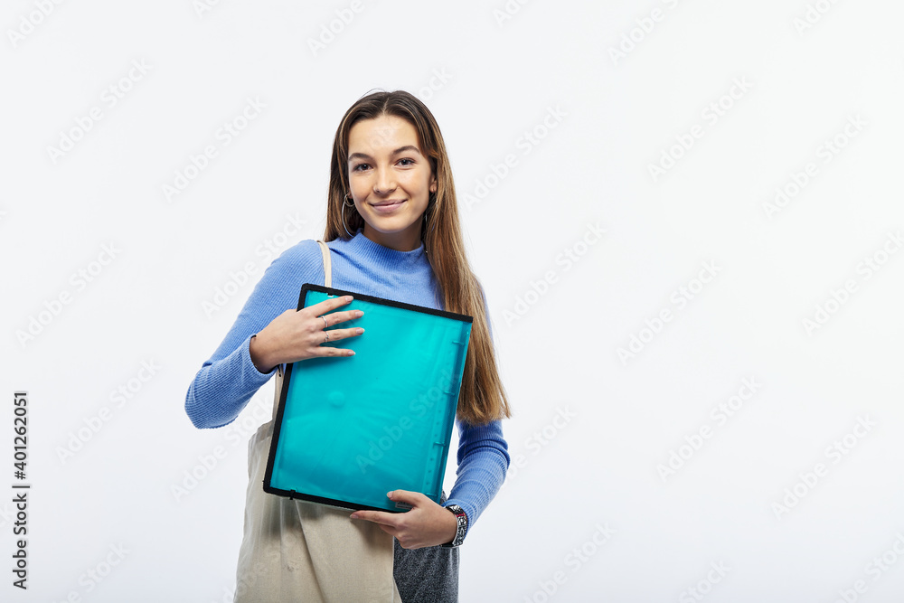 Female college student, ready to study, in times of Coronavirus Female college student, ready to study, in times of Coronavirus