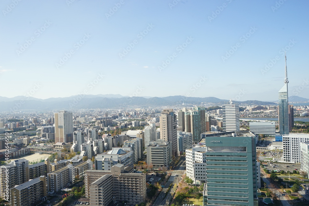 Urban landscape of Fukuoka city, in Kyusyu, Japan - 日本 福岡県 博多の街並み 