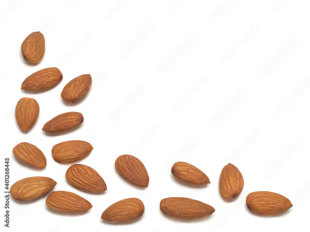 almond nuts isolated on a white background almond nuts isolated on a white background