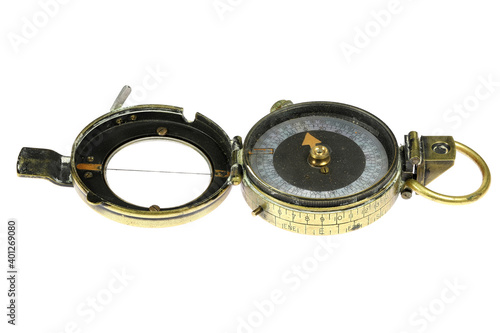 portable bearing compass isolated on white background