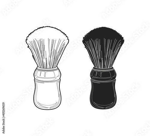 shaving brush - vector illustration isolated on white background. barbershop tool