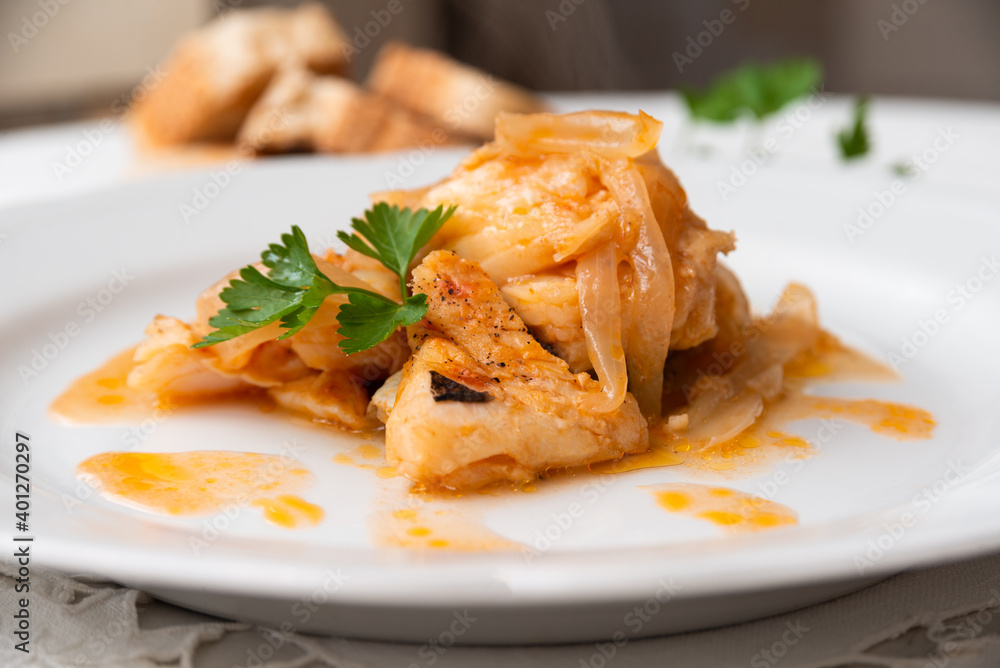 Baccalà in guazzetto, cibo tipico della cucina Campana Baccalà in guazzetto, cibo tipico della cucina Campana