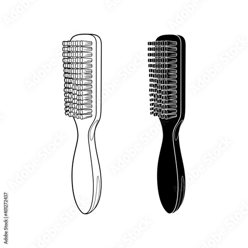 hairbrush - vector illustration isolated on white background. hair bristles - barbershop tool. comb
