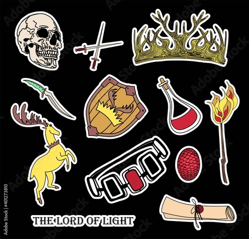 Foto Symbols of the seven kingdoms. Magic stickers