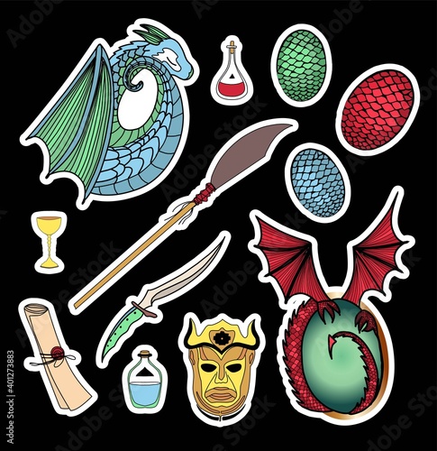 Foto Symbols of the seven kingdoms. Magic stickers