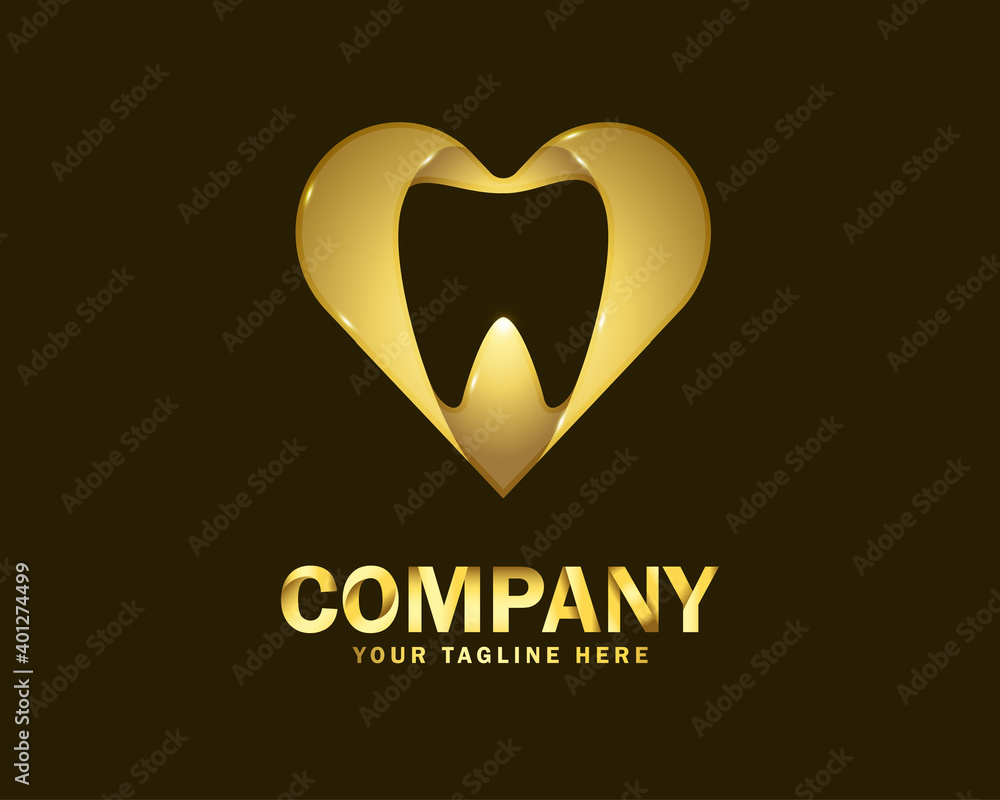 luxury gold dental love logo design template luxury gold dental love logo design template
