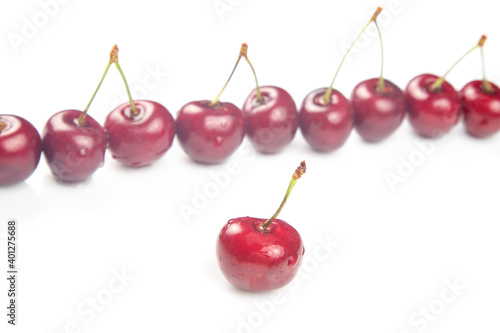 juicy cherry berry on a white background. fruits and vitamins. healthy food for breakfast. fruits of vegetation. fruit dessert