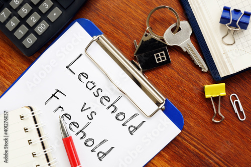 Leasehold vs Freehold is shown on the business photo using the text photo