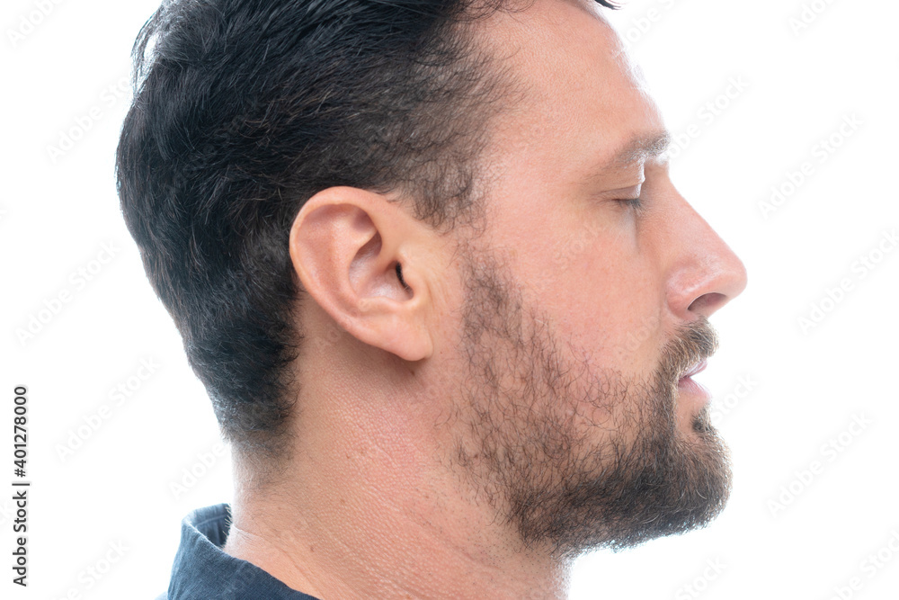 A portrait of a man with closed eyes A portrait of a man with closed eyes