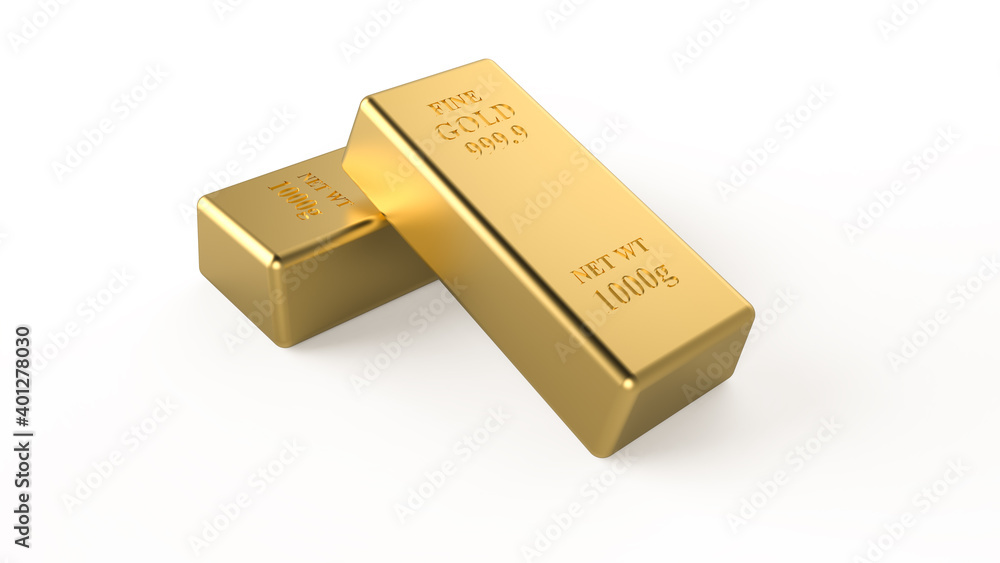 3D rendering gold bars on white background. Stock image. 3D rendering gold bars on white background. Stock image.