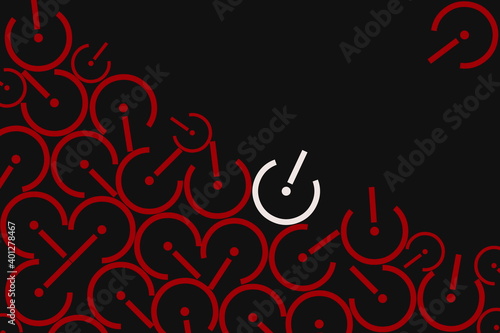 The red symbols are arranged diagonally, one of them is white, on a black background