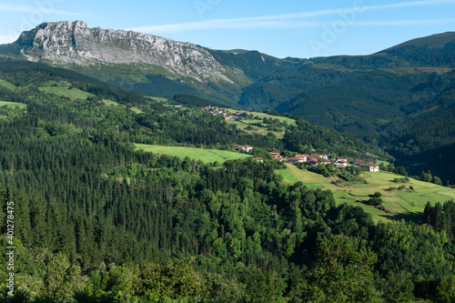 Itxina mountain with Zaloa and Urigoiti villages, Orozko, Basque Country photo