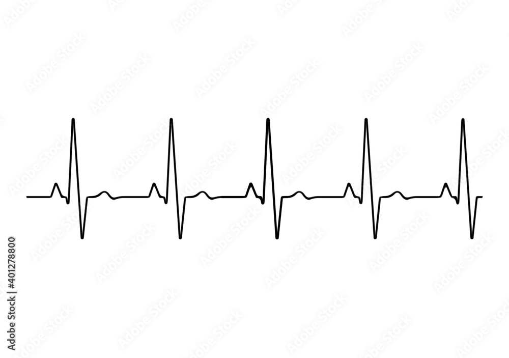 Heart rate graph. Heart beat. Ekg icon wave. Black and white color. Stock vector illustration.	
