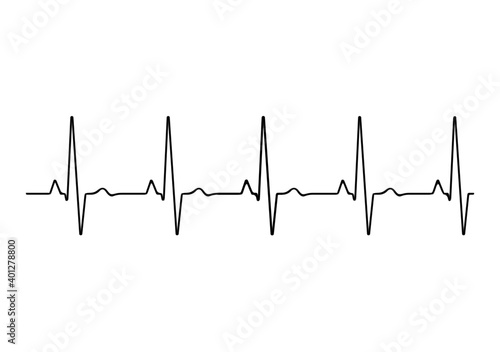 Heart rate graph. Heart beat. Ekg icon wave. Black and white color. Stock vector illustration.	
