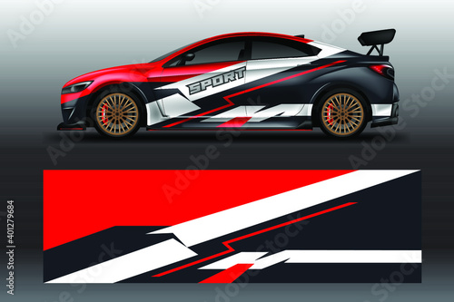 Decal Car Wrap Design Vector. Graphic Abstract Stripe Racing Background For Vehicle  Race car  Rally  Drift