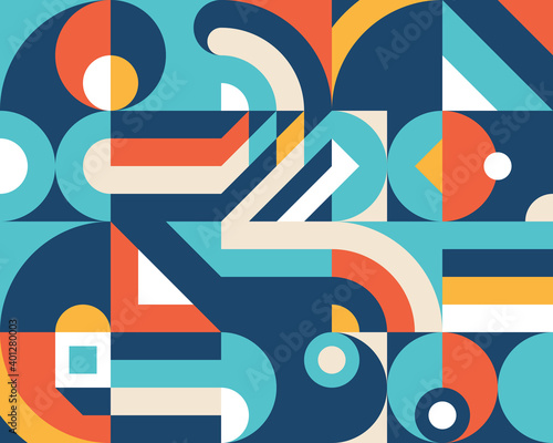 Geometric background design. Abstract artwork pattern. Geometrical figures. Composition Graphic print poster. Business presentation cover banner. Vector illustration.  
