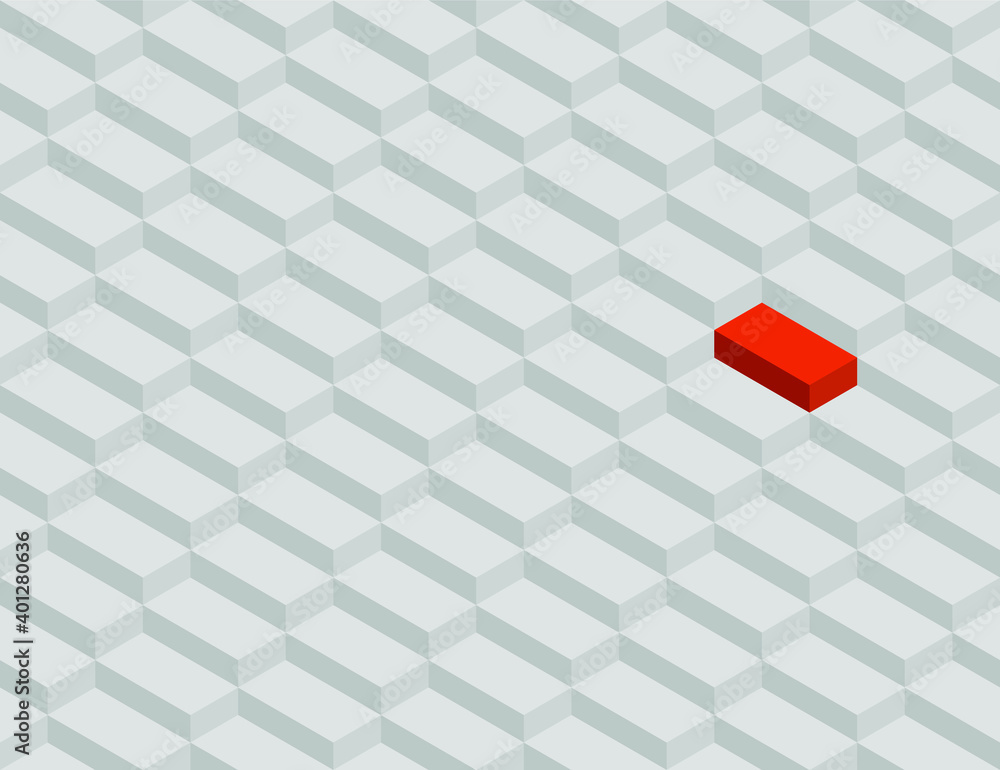 Isometric vector red and white bricks horizontal background. Abstract seamless volumetric geometric pattern. Modern seamless pattern. Isometric background in light color tones, vector illustration. Isometric vector red and white bricks horizontal background. Abstract seamless volumetric geometric pattern. Modern seamless pattern. Isometric background in light color tones, vector illustration.