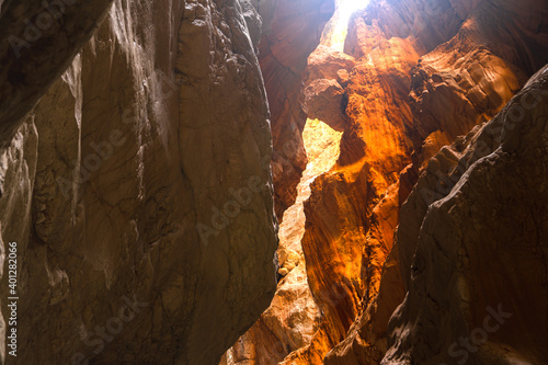 Narrow canyon inside lower view, Saklikent, Turkey