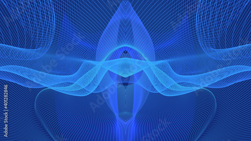 Abstract blue lines in 3D. Unreal the background weave of the web.