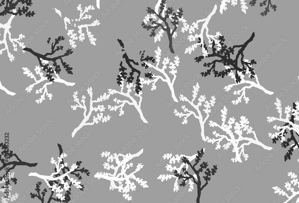 Naklejka premium Light Gray vector doodle background with branches.