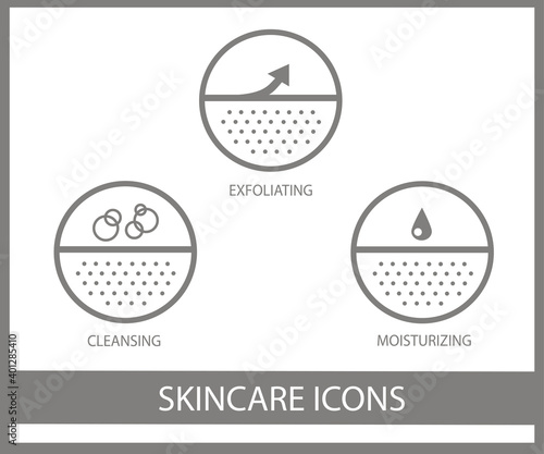 Skincare icons set. Information about skincare products.