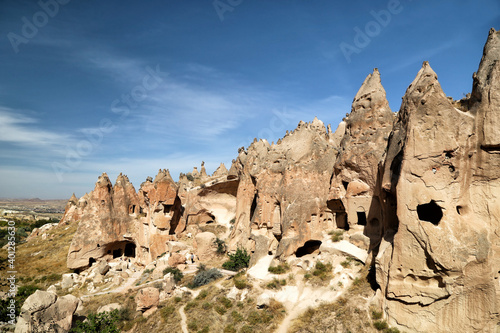 Zelve, Turkey - 10/21/2020: Open-air museum in the rocky ancient Roman city of the 2nd century BC.