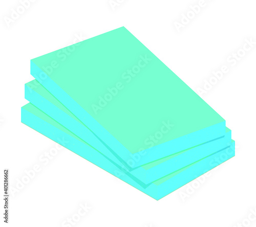 Stack of extruded polystyrene foam insulation material isolated on white background. Foam board flat vector icon. Vector illustration XPS insulator for heat cold protection. 3D cartoon EPS foam sheets