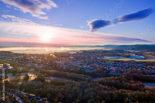 HDR or High Definition Ratio shot of Oslo  Norway. The sun is creating amazing light and colors. The photo is several photos merged together to bring out the high and low lights.  