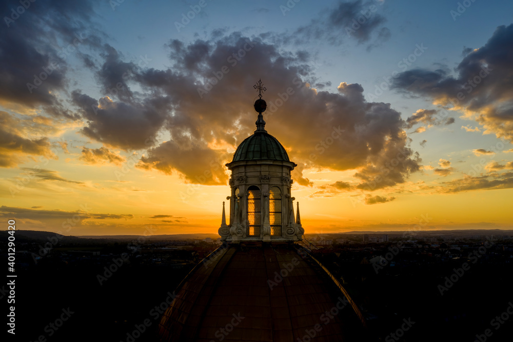 Beautiful sunset over Church of Saints Peter and Paul in Krakow, Poland