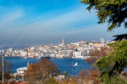 The beautiful view on the Golden Horn Bay and Galata Tower