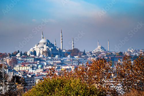 The beautiful view on Suleymaniye Mosque Istanbul, Turkey. photo