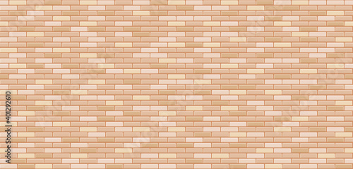 Vector texture of brick wall. Realistic beige brick wall background. White brick wall seamless vector pattern for replication. Bavarian masonry seamless vector pattern. Vector illustration.