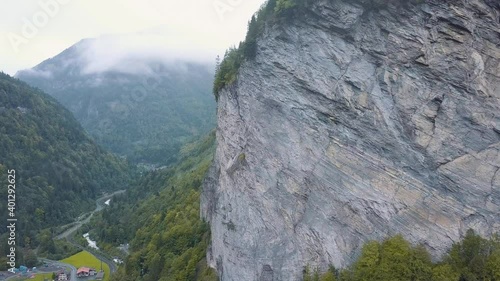 Rock in the valley of Lauterbrunnen in Switzerland