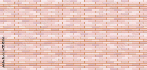 Vector texture of brick wall. Realistic beige brick wall background. White brick wall seamless vector pattern for replication. Bavarian masonry seamless vector pattern. Vector illustration.