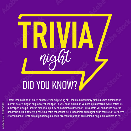 Trivia night on speech bubble. Did you know. Eps 10
