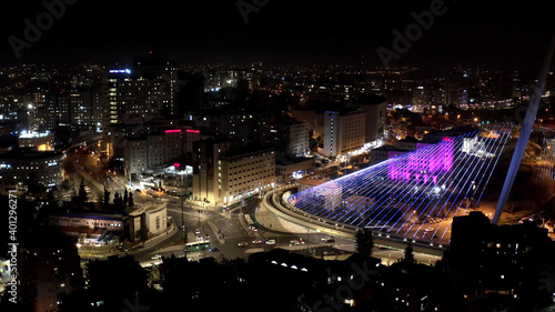 Photos Jerusalem chords bridge at night aerial view
Main entrance city lights and traff