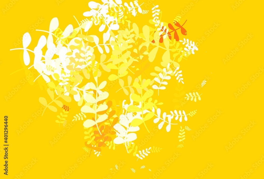 Light Orange vector natural pattern with leaves. Light Orange vector natural pattern with leaves.