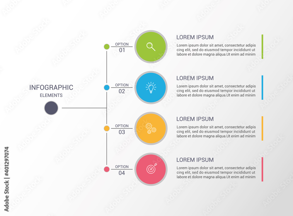 Fototapeta premium Infographic. Business data visualization. 4 steps infographic design template with icons. Process diagram, workflow, flow chart.